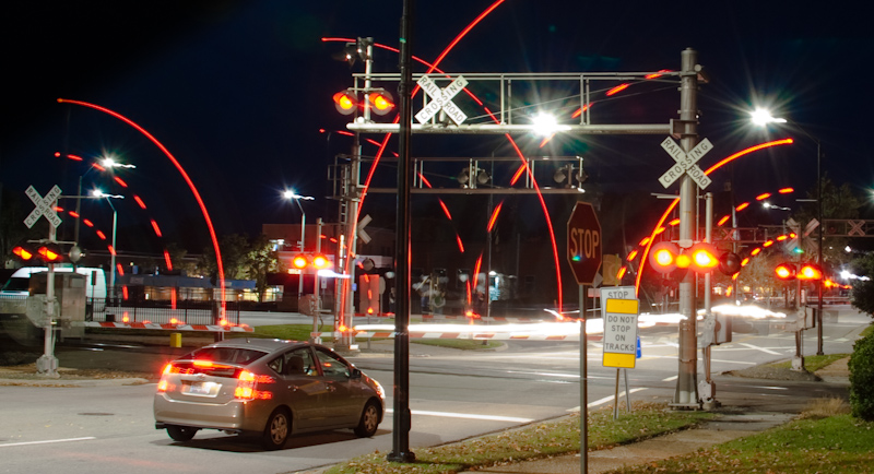 Bending Time at the Railroad Crossing